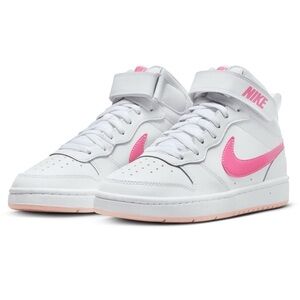 NEW! Nike Kids' Grade School Court Borough Mid 2 Shoes Size 6 Youth Pink White